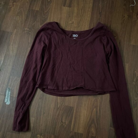 SO Women's Long Sleeve Tee - Burgundy - Picture 1 of 2